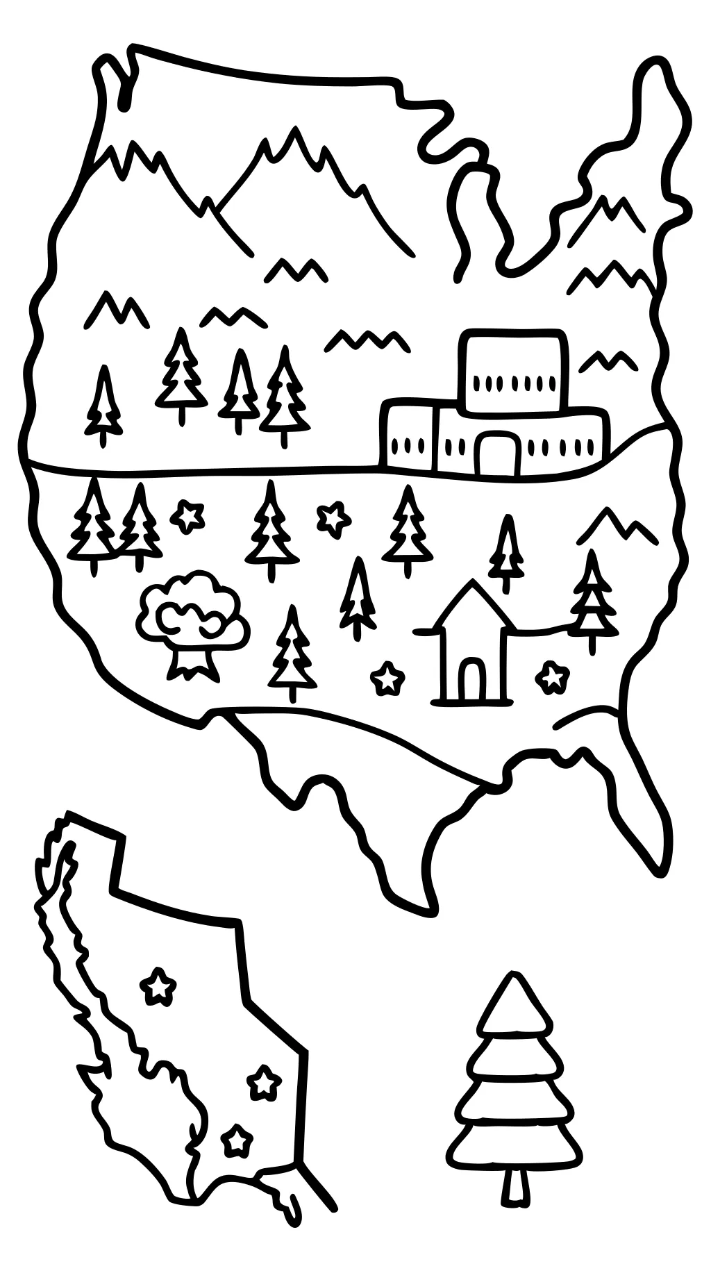 map of us coloring page